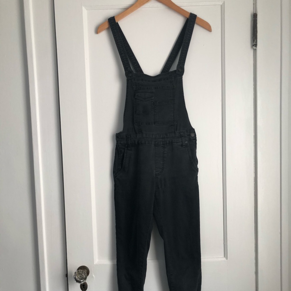 Free People Black Denim Overalls
